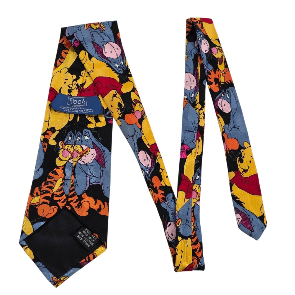 Disney Winnie the Pooh Mens Necktie Multicolor Silk Handmade Cartoon Tiger